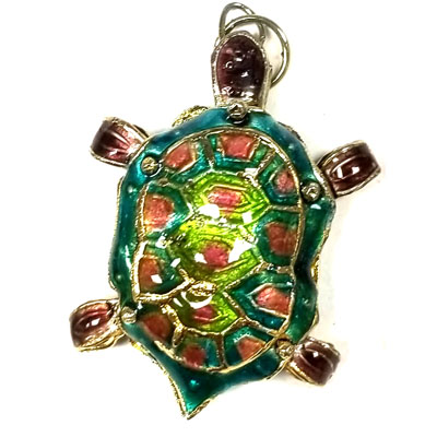 ENAMEL TURTLE 25X35MM TEAL GREEN